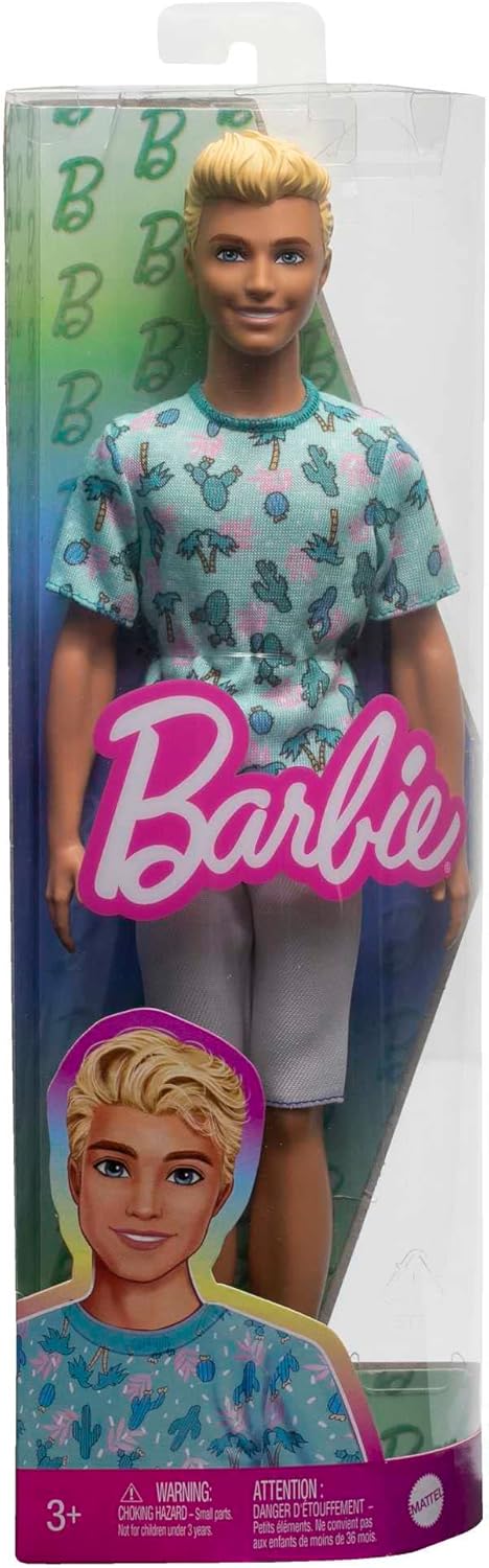 Mattel Barbie Fashionistas Ken #211  Bambola Ken Biondo con Maglietta Cactus