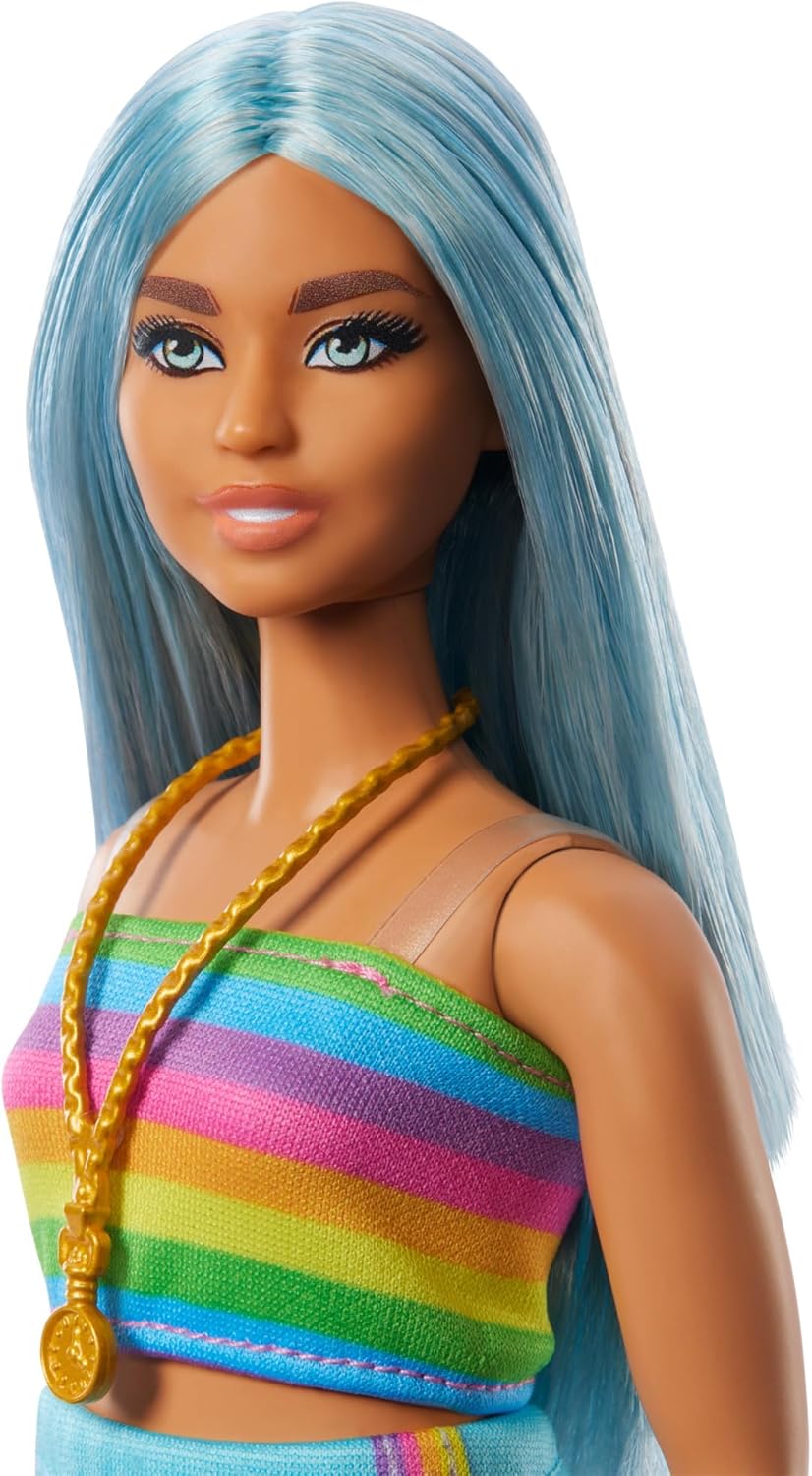 Barbie Fashionistas n. 218 65° Anniversario con Capelli Blu e Outfit Arcobaleno