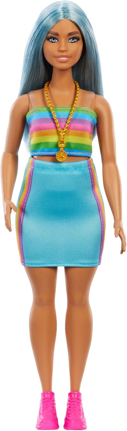 Barbie Fashionistas n. 218 65° Anniversario con Capelli Blu e Outfit Arcobaleno
