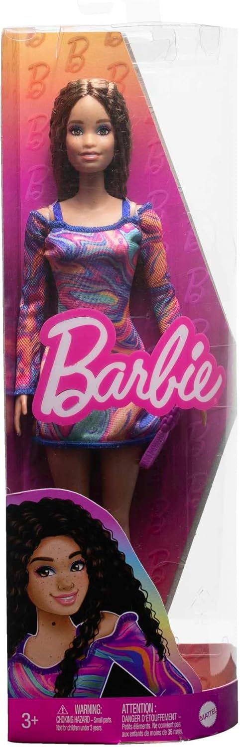 Barbie Fashionistas 206  con Capelli Frisé e Lentiggini Abito Marmorizzato