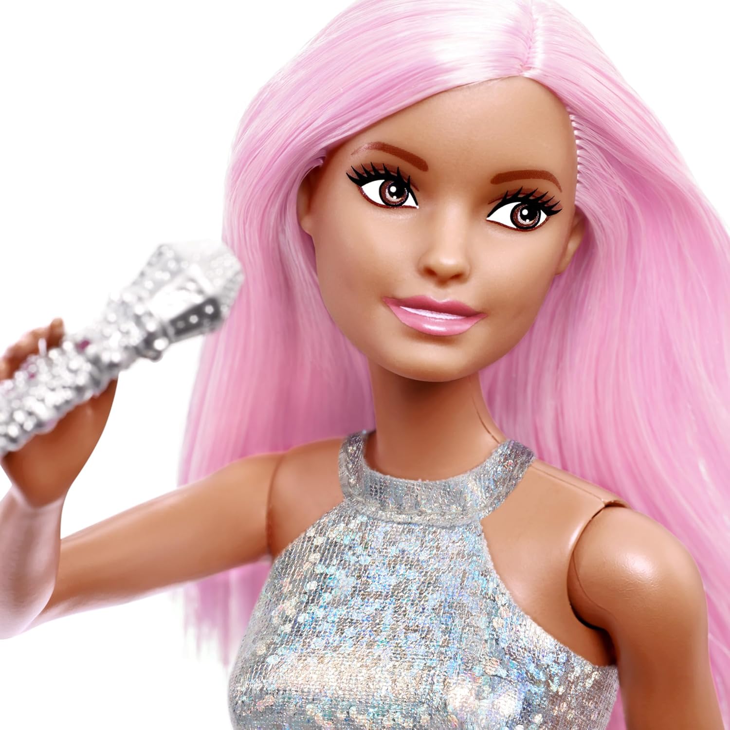 Barbie Carriere Barbie Pop Star con Microfono  Capelli Rosa e Outfit Scintilla