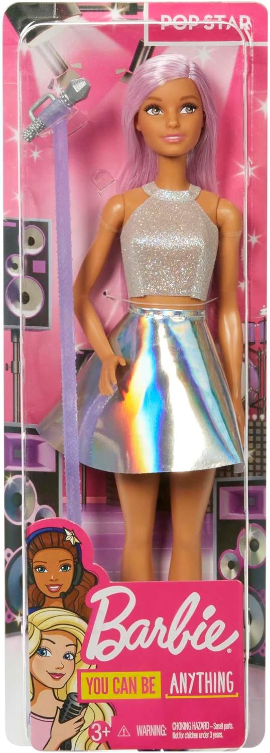 Barbie Carriere Barbie Pop Star con Microfono  Capelli Rosa e Outfit Scintilla