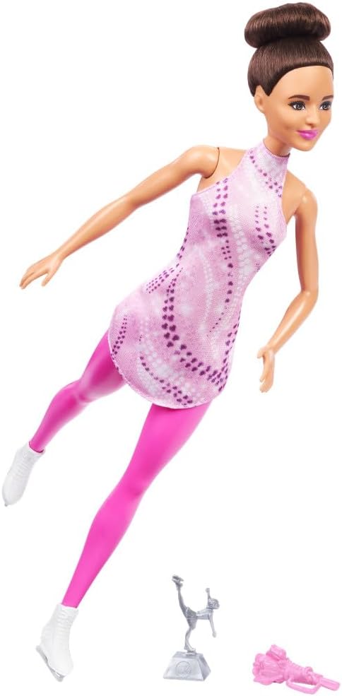 Barbie Carriere Bambola Pattinatrice con Outfit Rosa Pattini Rimovibili e Trofeo