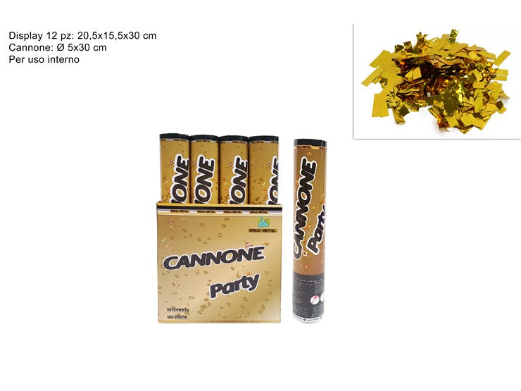 Cannone Party Coriandoli Oro Metallizzato 30Cm  Halloween Decorazioni