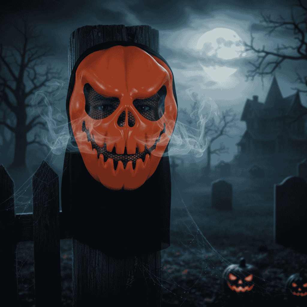 Maschera Arancione Halloween con Rete Horror Zucca Spaventosa per Travestimenti