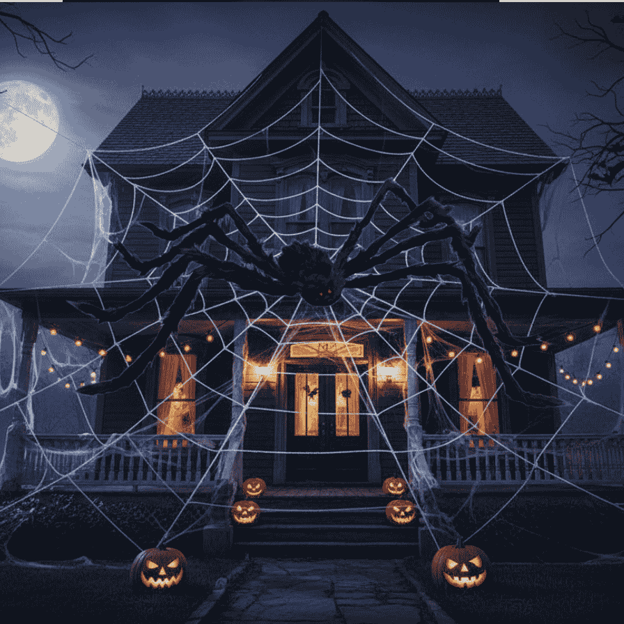 Ragno Nero Gigante Halloween  Decorazione Spaventosa con Zampe Lunghe