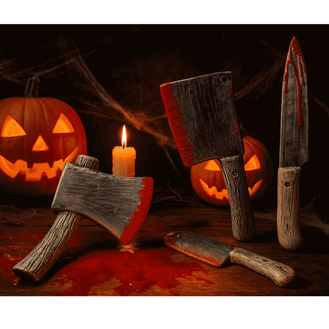 Accessori Halloween Armi Finte Coltello, Mannaia o Accetta Insanguinati mod casu