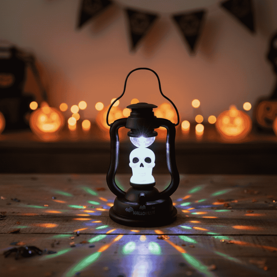 Lanterna Halloween con Luci e Suoni a Batteria  Fantasma, Teschio o Zucca