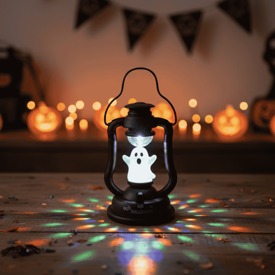 Lanterna Halloween con Luci e Suoni a Batteria  Fantasma, Teschio o Zucca