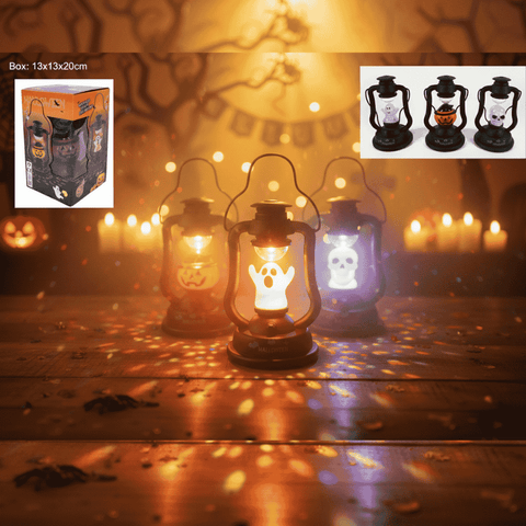 Lanterna Halloween con Luci e Suoni a Batteria  Fantasma, Teschio o Zucca