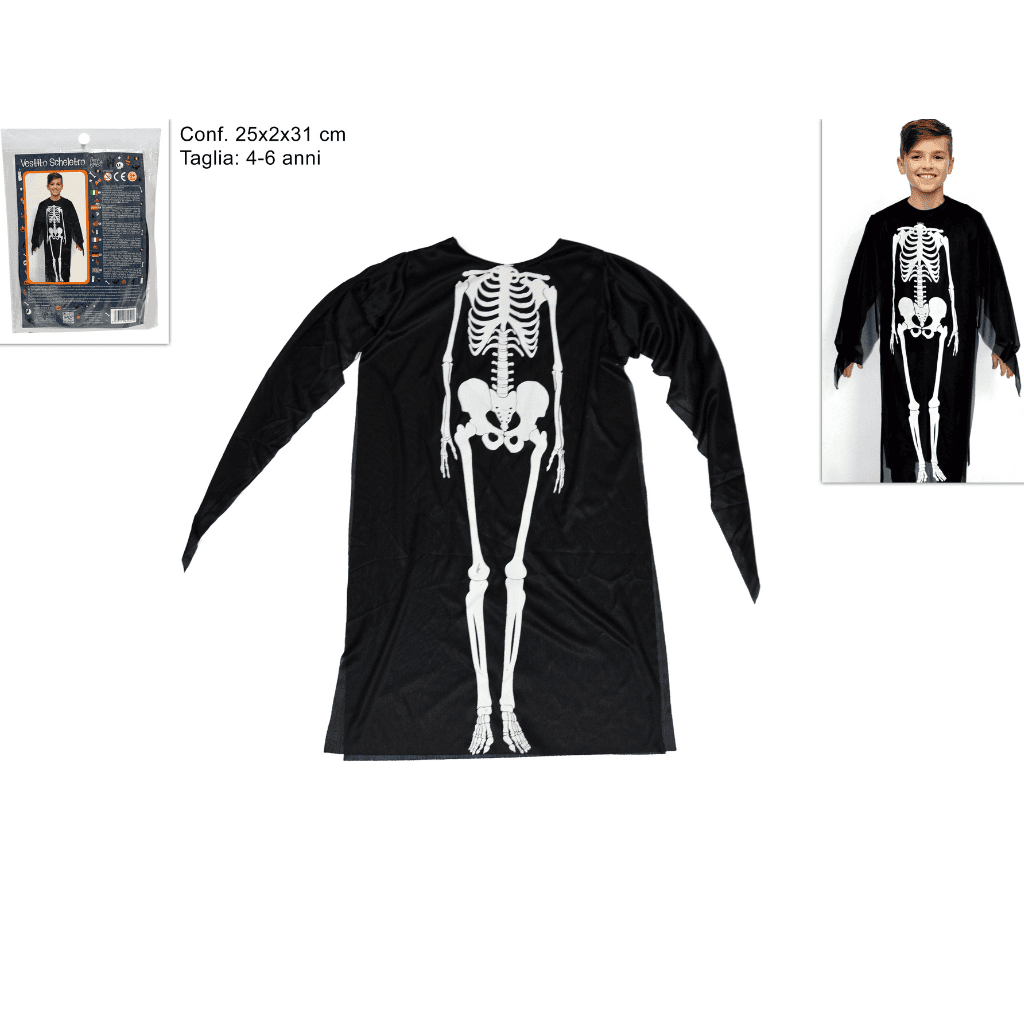 Vestito Scheletro Bimbo 4/6 Anni PX3000  Costume Halloween Bambini