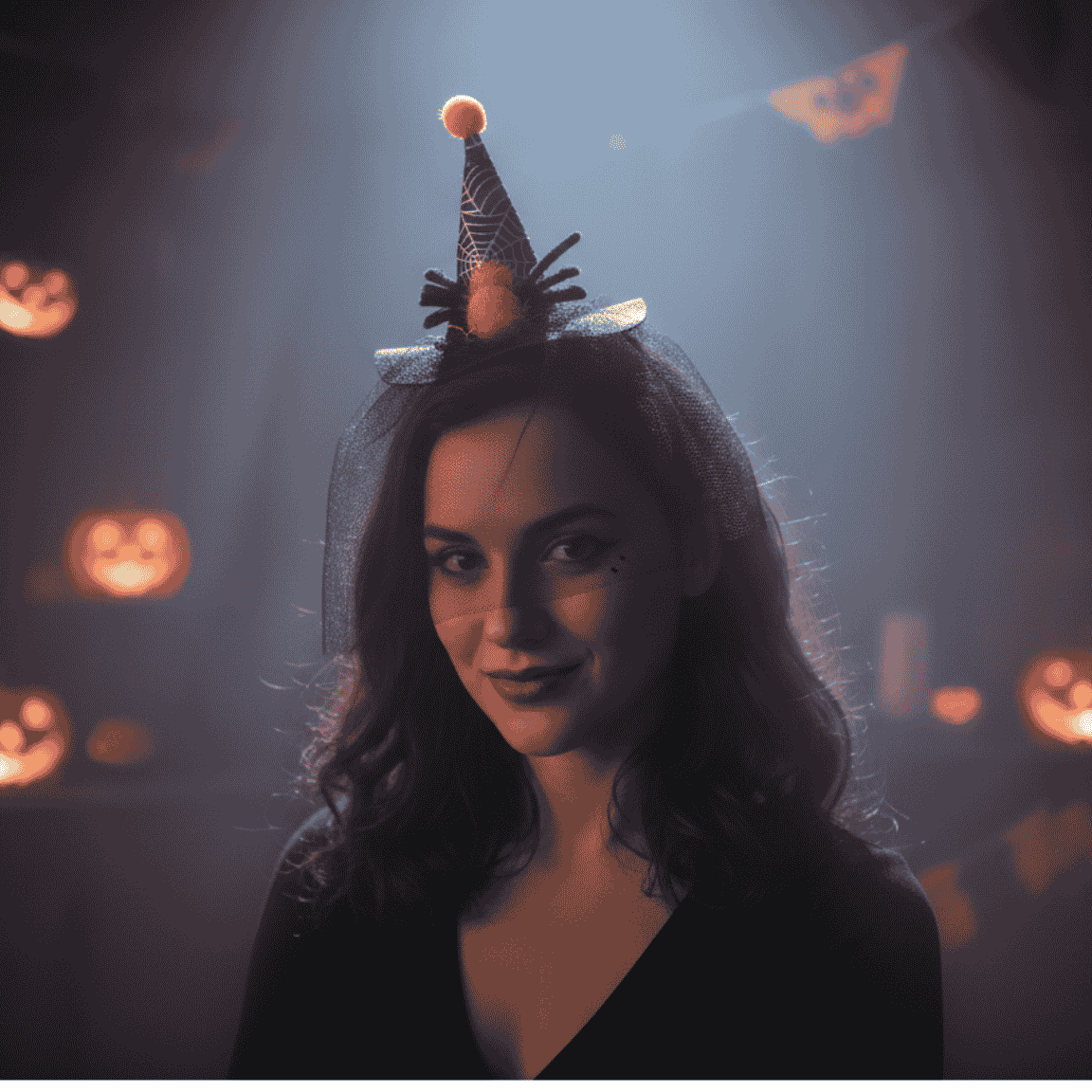 Cerchietto Cappello con Velo Halloween XX24FG-19  Accessorio Horror