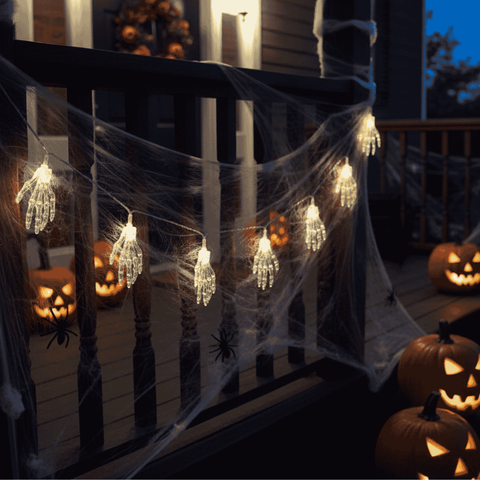 Filo 10 Luci LED Halloween Mani Bianco Caldo 1m a Batterie  DFDP 10LED-WW/HAND