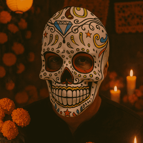 Maschera Decorata Teschio  Halloween e Festa dei Morti