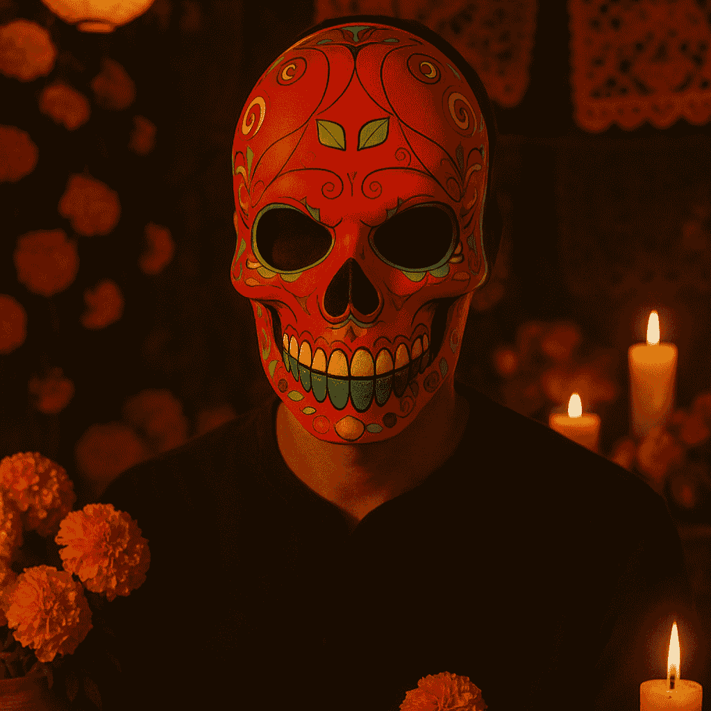 Maschera Decorata Teschio  Halloween e Festa dei Morti