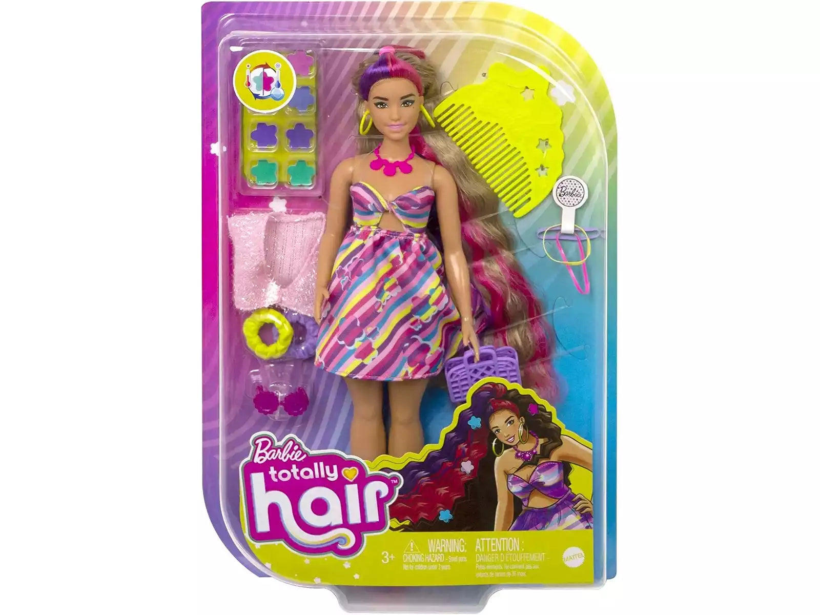 Mattel Barbie Totally Hair Flower Brunette Bambola con Abito Floreale