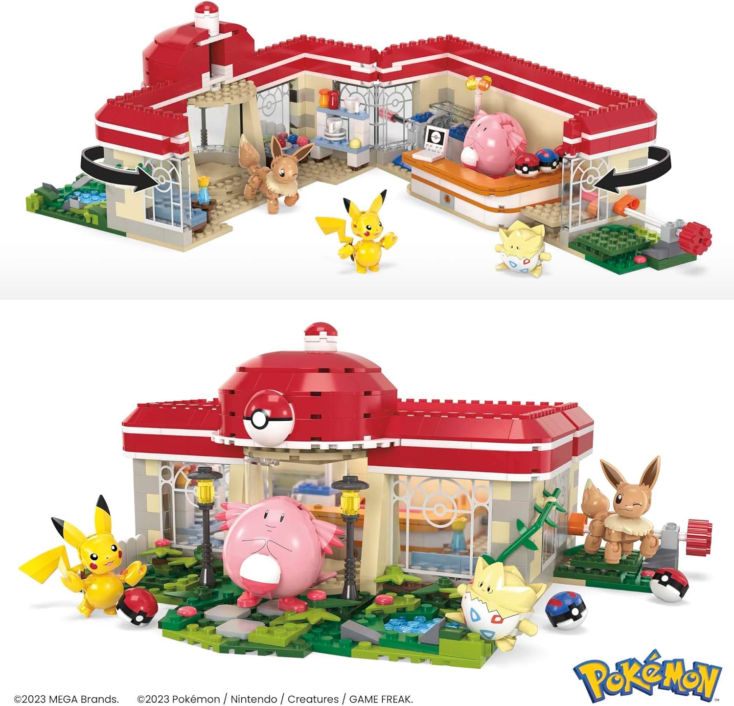 MEGA Pokémon Centro Pokémon HNT93 Set Costruzioni Pikachu, Eevee Chansey Togepi