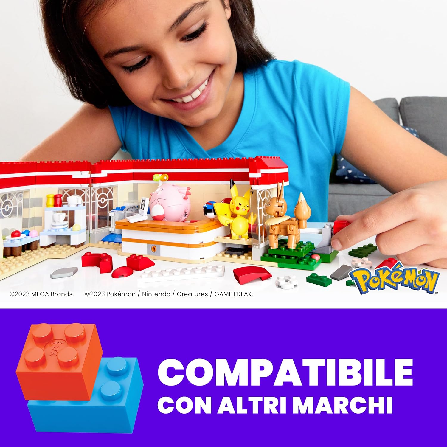 MEGA Pokémon Centro Pokémon HNT93 Set Costruzioni Pikachu, Eevee Chansey Togepi