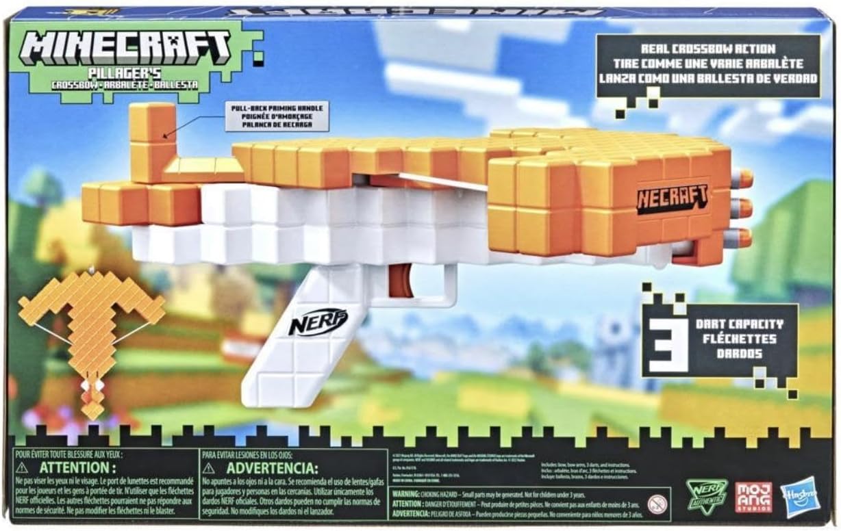 Nerf Minecraft Pillager’s Crossbow  Balestra Lancia-Dardi con 3 Dardi Elite Inc