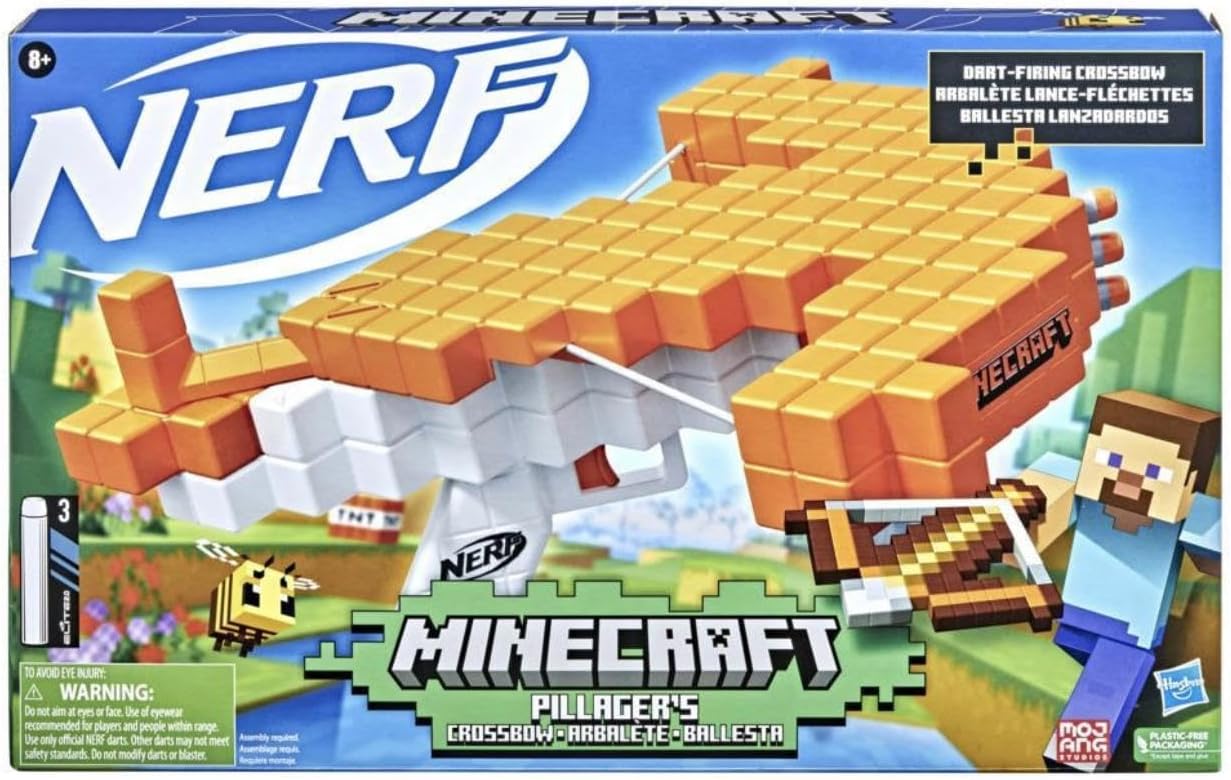 Nerf Minecraft Pillager’s Crossbow  Balestra Lancia-Dardi con 3 Dardi Elite Inc