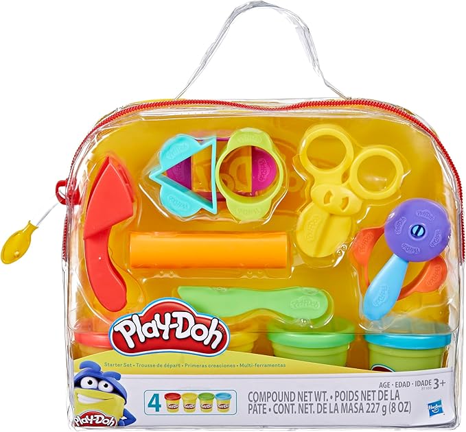Play-Doh Starter Set  Con 9 Attrezzi Creativi e 4 Vasetti di Pasta da Modellare