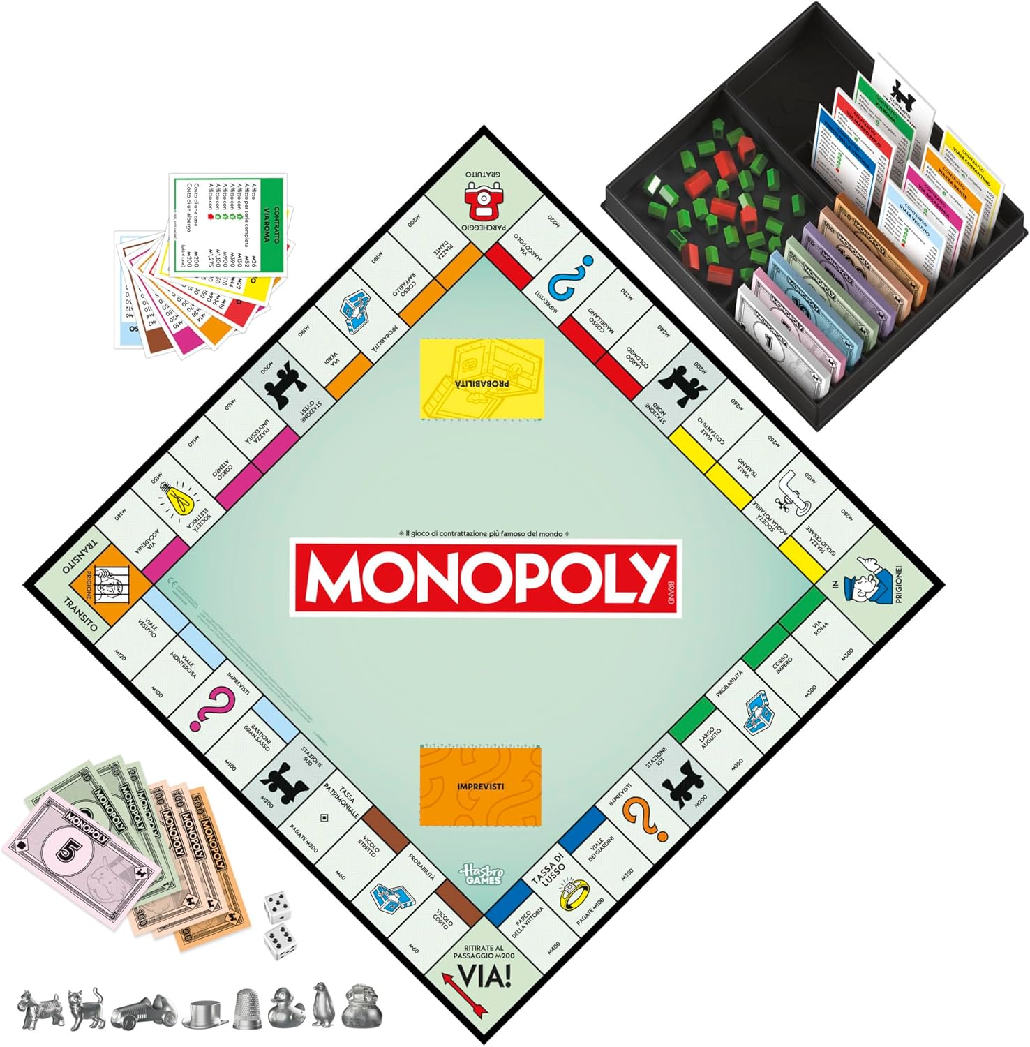 Monopoly Classico Hasbro Gaming  Gioco da Tavolo in Italiano con Pedine Grandi