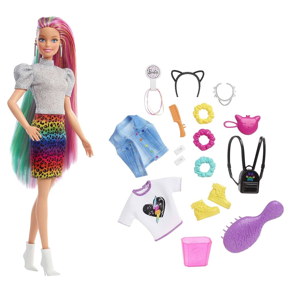 Barbie Capelli Multicolor GRN81  Bambola con Cambio Colore e Accessori Moda