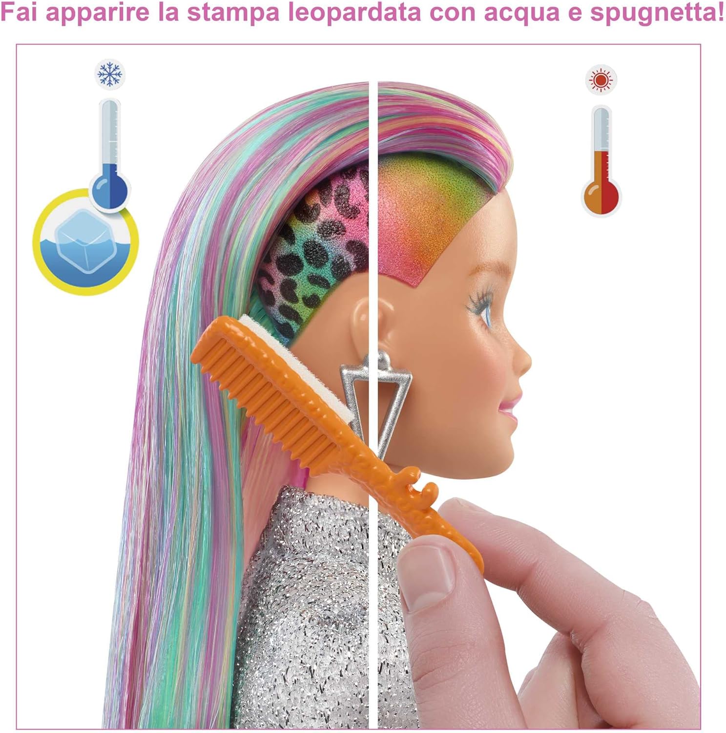 Barbie Capelli Multicolor GRN81  Bambola con Cambio Colore e Accessori Moda