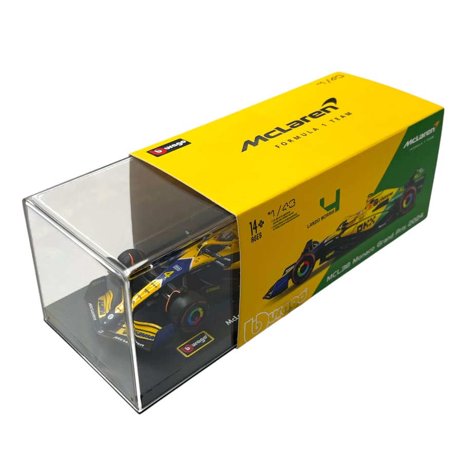 18-38215N Bburago McLaren F1 Team MCL38 #4 Norris con casco Monaco Gran Prix 24