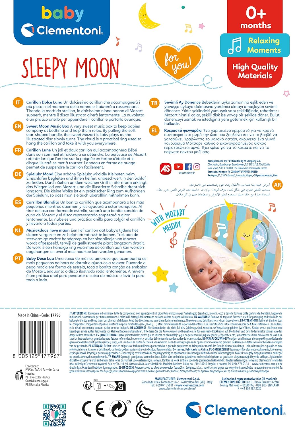 Clementoni Sleepy Moon  Carillon Musicale per Culla