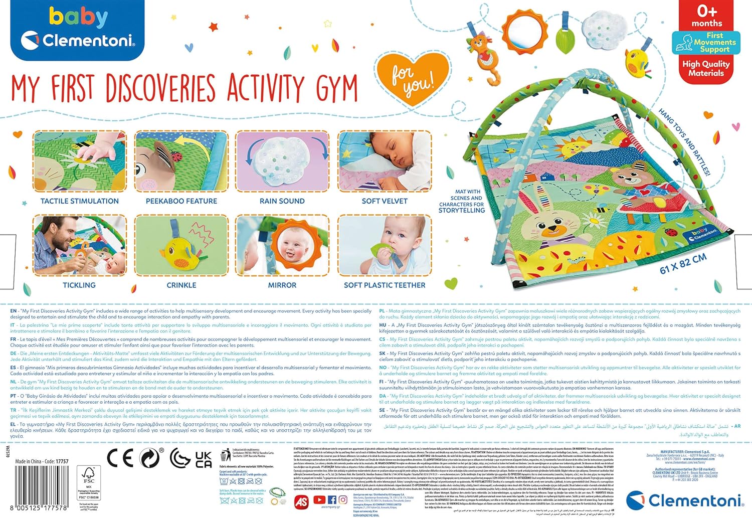 Clementoni Baby My First Discoveries Activity Gym palestrina Multisensoriale0