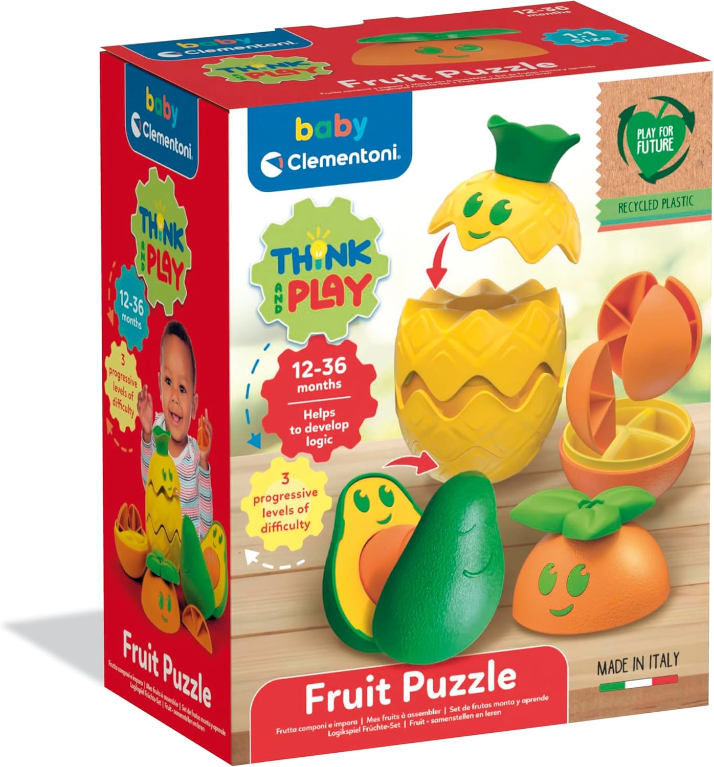 Clementoni Baby Fruit Puzzle  Gioco educativo Frutta 12-36 Mesi