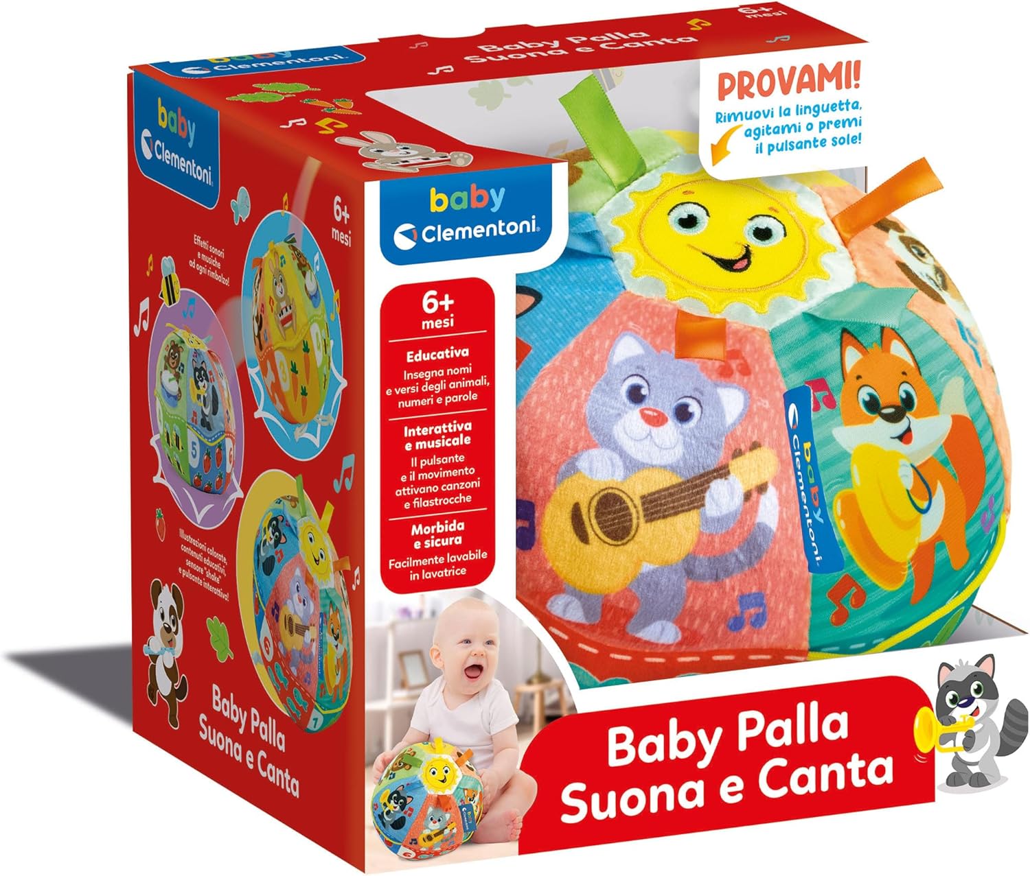 Clementoni Baby  Palla Suona e Canta  Gioco Musicale Interattivo 6+ Mesi