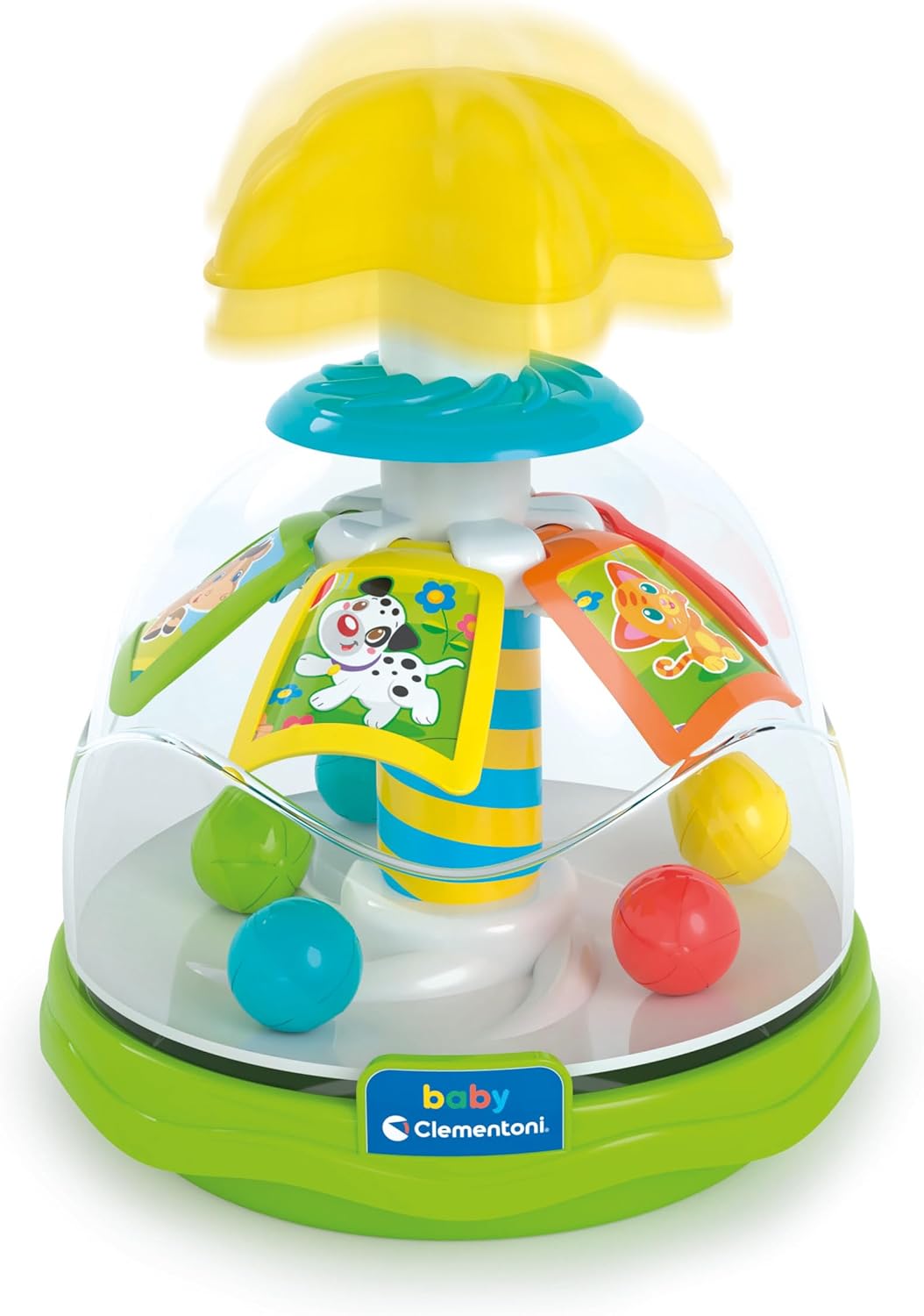Clementoni Baby Happy Animals Spinning Top Trottola Interattiva 9+ Mesi
