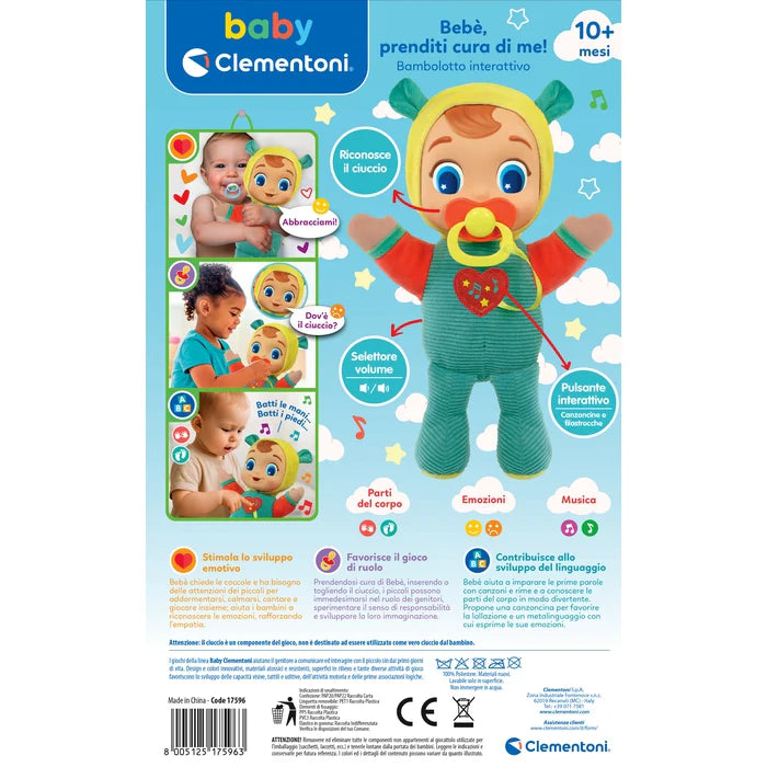 Clementoni Bambolotto Interattivo Italiano Bebè Prenditi Cura di Me Gioco Educat