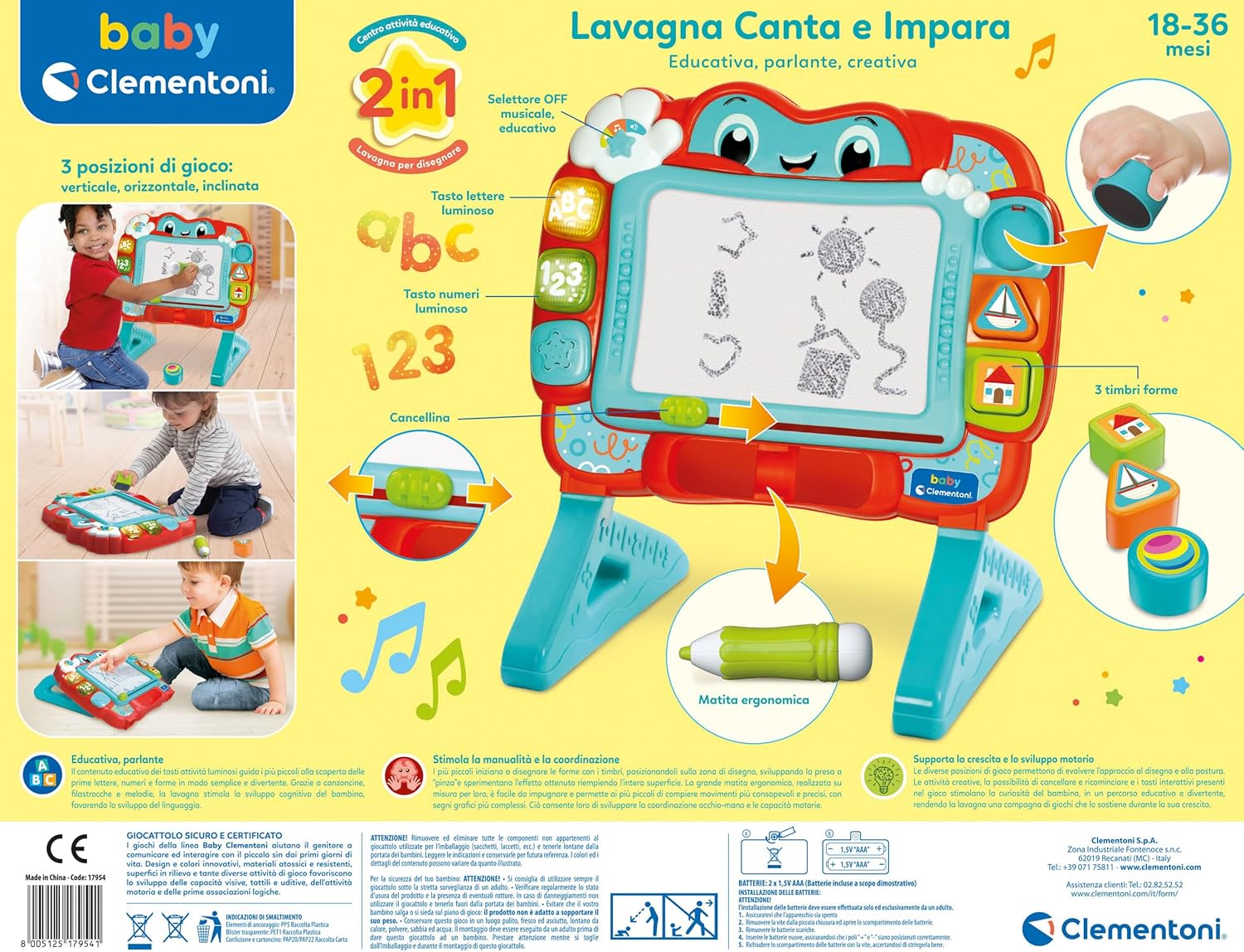 Clementoni Baby  Lavagna Canta e Impara Magnetica | Centro Attività Educativo