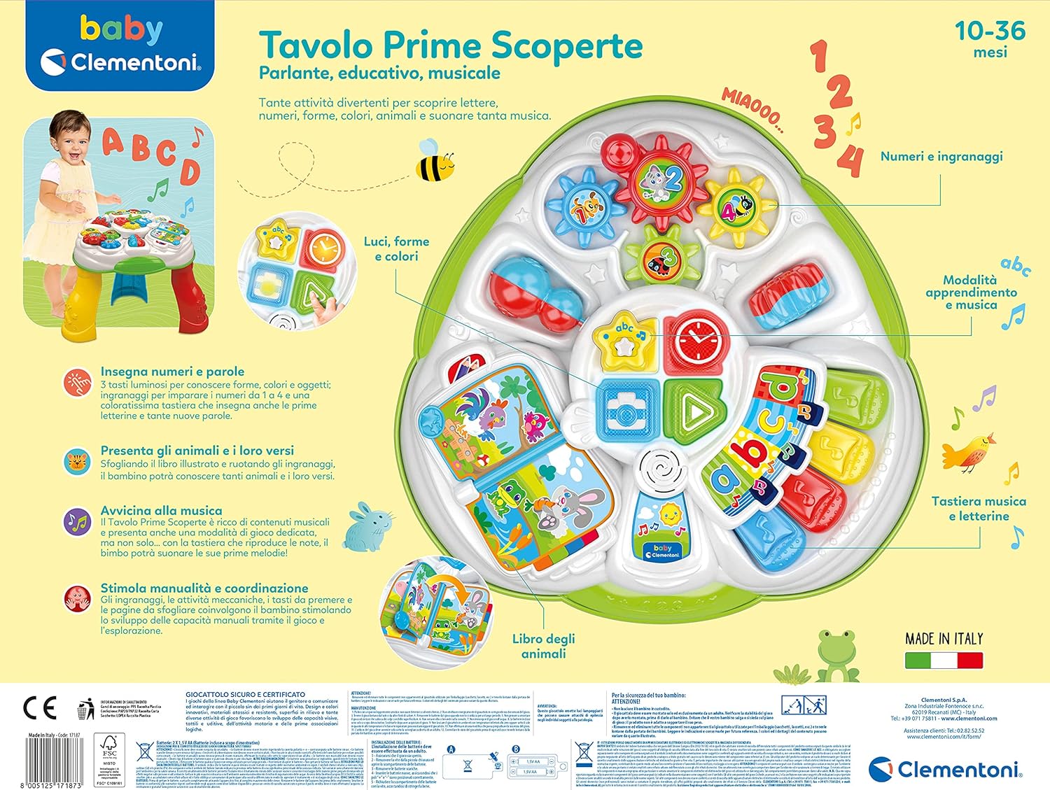 Baby Clementoni  Tavolo Prime Scoperte Gioco Educativo Interattivo da 10-36 mesi