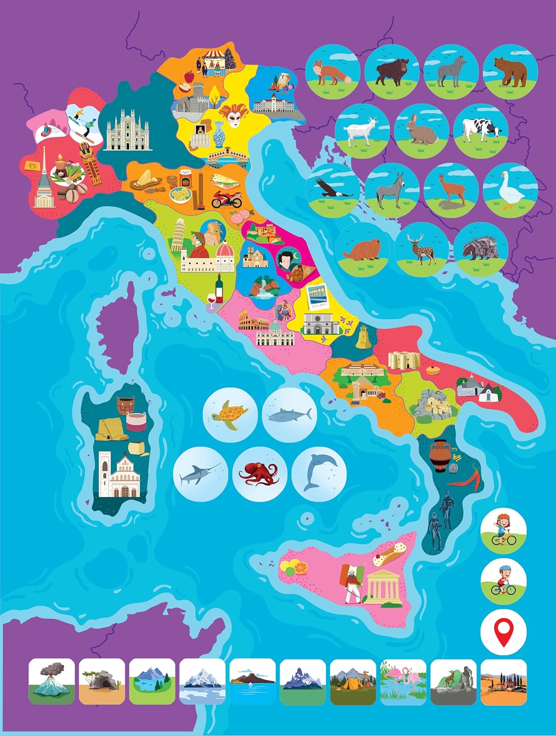 Clementoni Italia Puzzle Magnetico Gioco Educativo 4 in 1 con Mappa dell’Italia