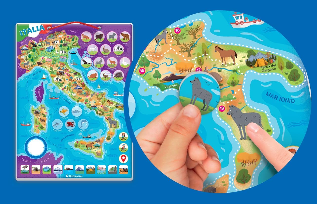 Clementoni Italia Puzzle Magnetico Gioco Educativo 4 in 1 con Mappa dell’Italia