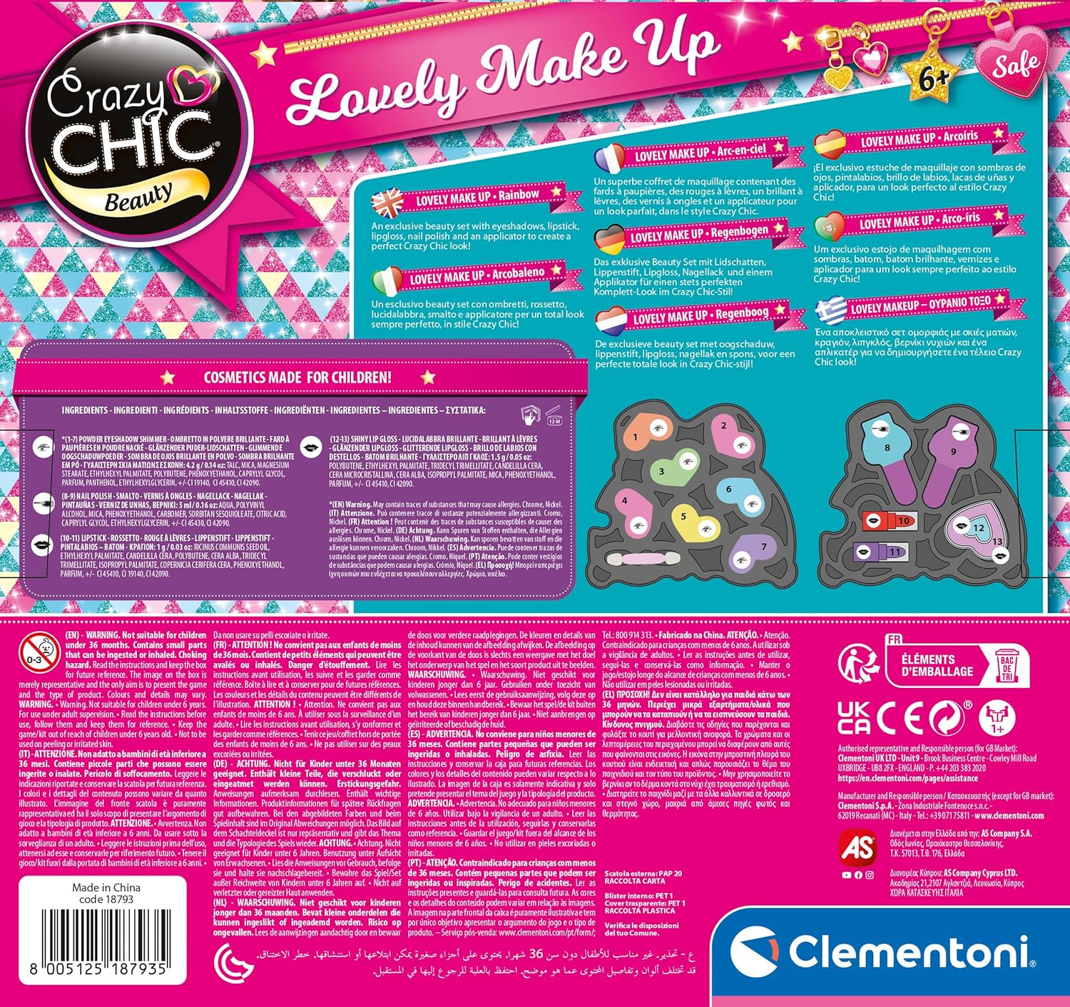 Clementoni Crazy Chic  Lovely Make Up Rainbow | Set Trucco Bambine