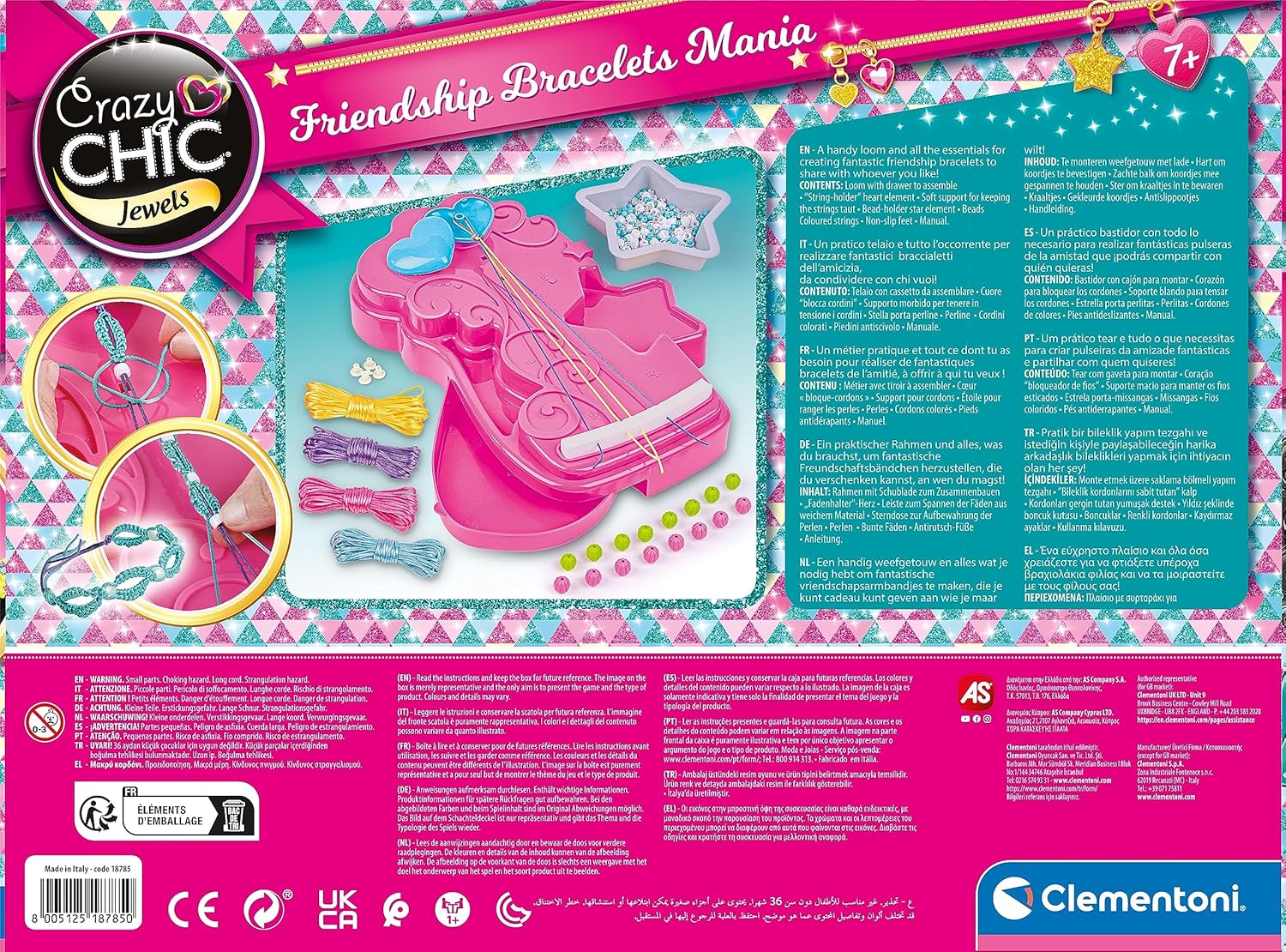 Clementoni Crazy Chic Friendship Bracelets Mania Set Braccialetti dell’Amicizia