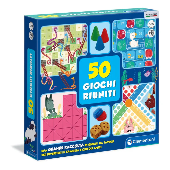 Clementoni 50 Giochi Riuniti Raccolta di Giochi da Tavolo Classici per Famiglie