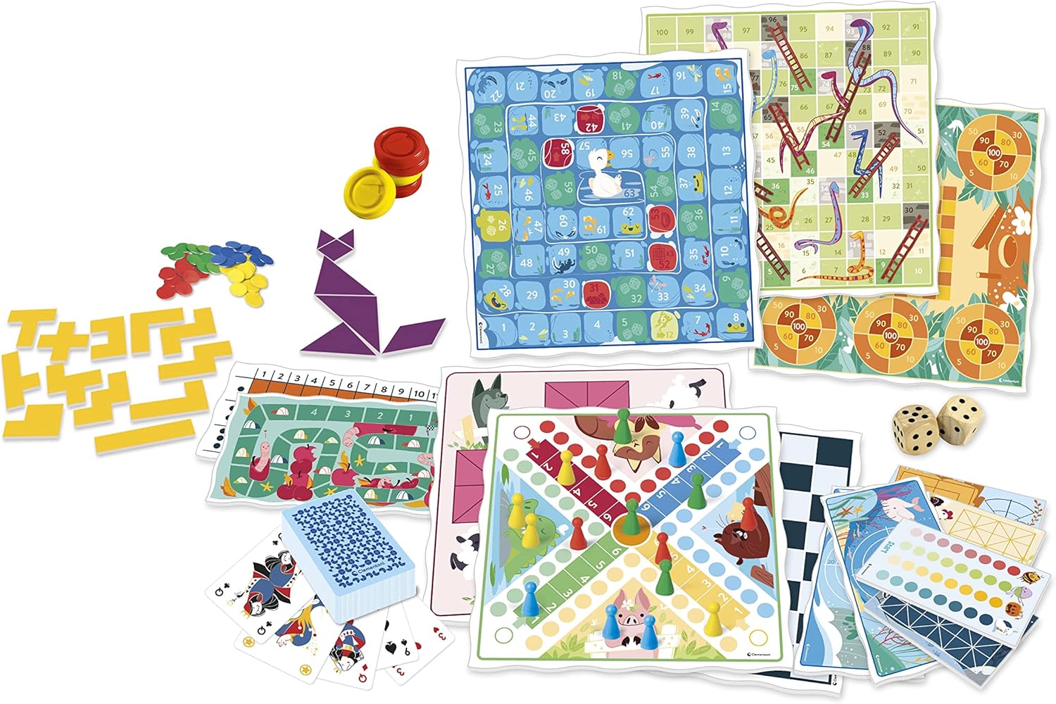 Clementoni - 100 Giochi Riuniti | Raccolta Giochi da Tavolo e Carte per Bambini