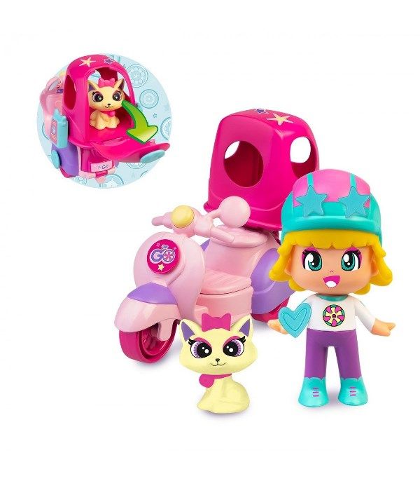 37200  Pinypon Famosa Let’s Go Moto  Playset con Personaggio e Moto
