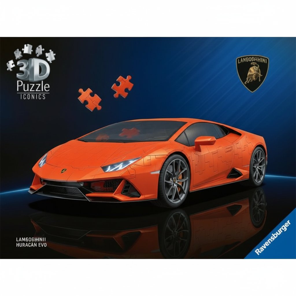 12008052 Ravenburger Puzzle 3D Lamborghini Huracn EVO Arancio modellino auto