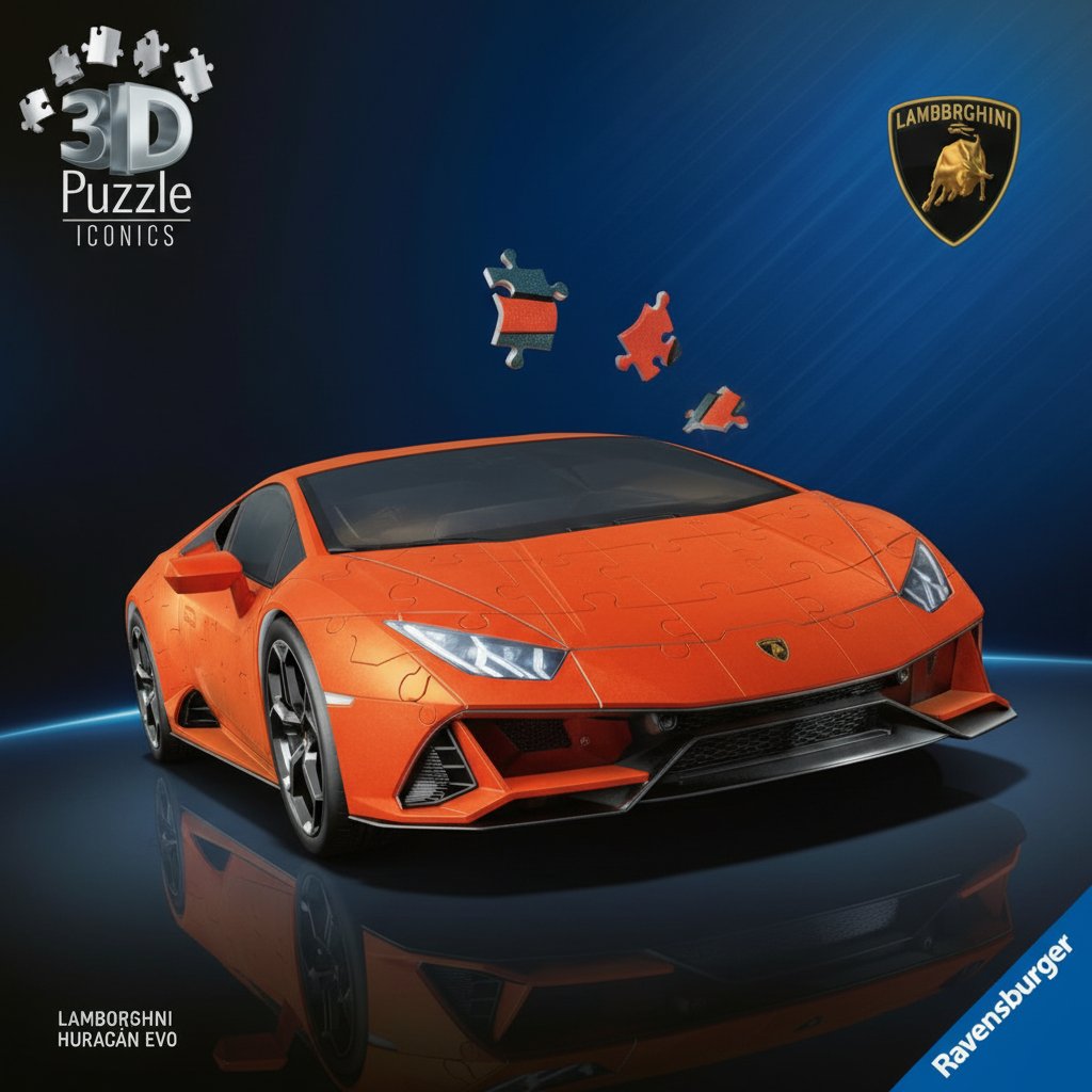 12008052 Ravenburger Puzzle 3D Lamborghini Huracn EVO Arancio modellino auto