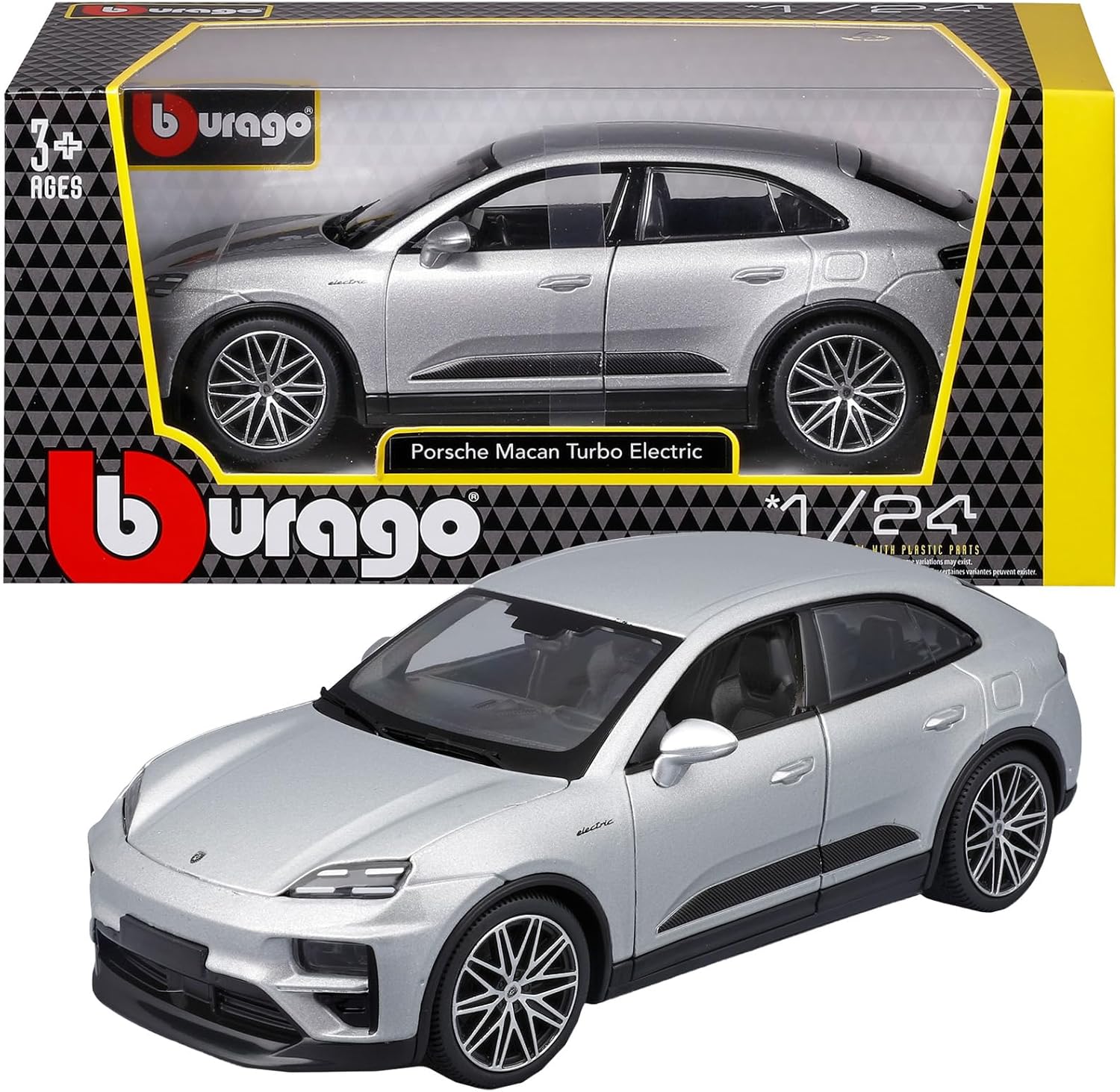 *18-21114 G Bburago Porsche Macan Turbo Electric 1:24  Modello Auto Grigio