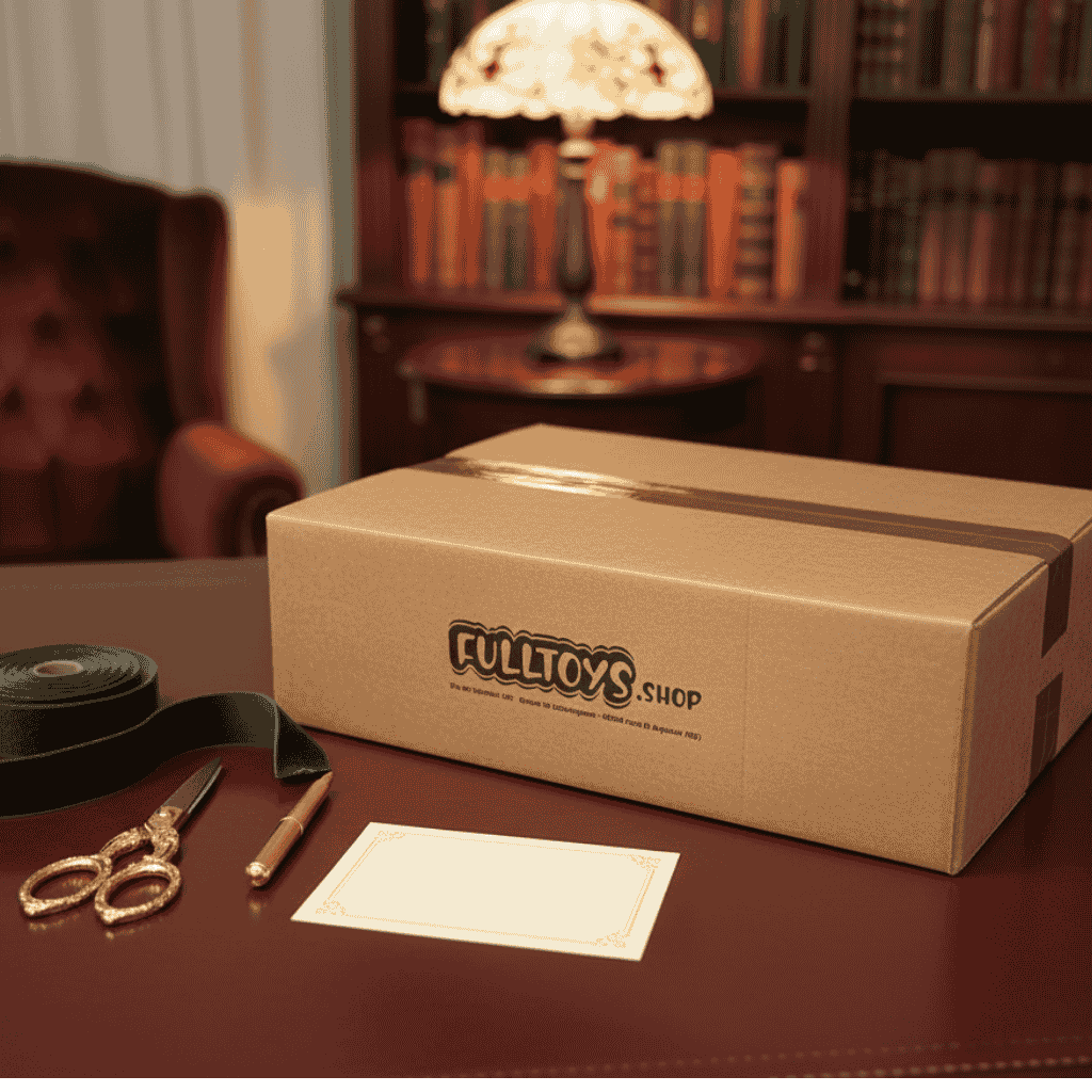 Scatola rigida FullToys.shop in cartone kraft  imballo resistente con logo