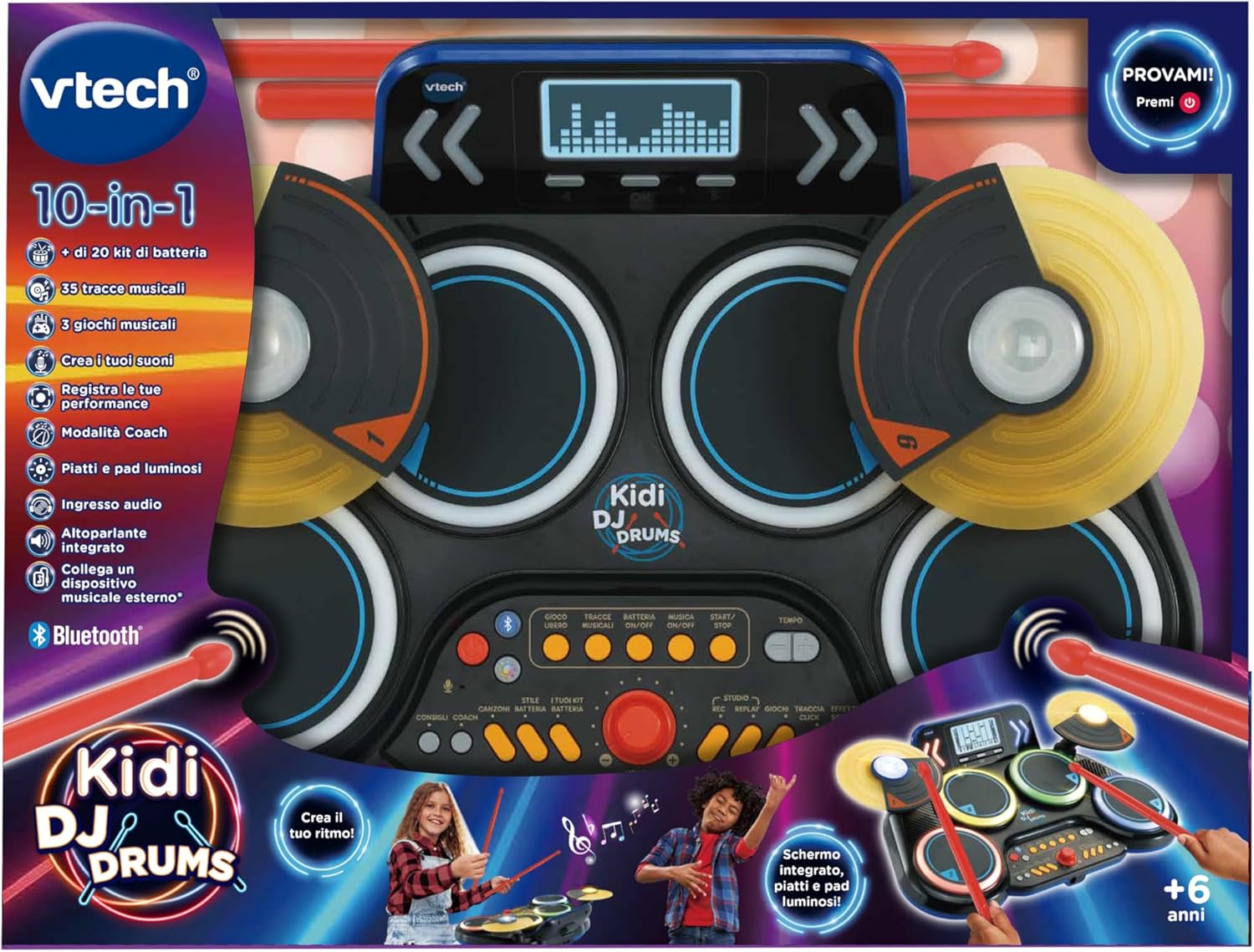 VTech Kidi DJ Drums Batteria Elettronica per Bambini con Luci Bluetooth e Microf