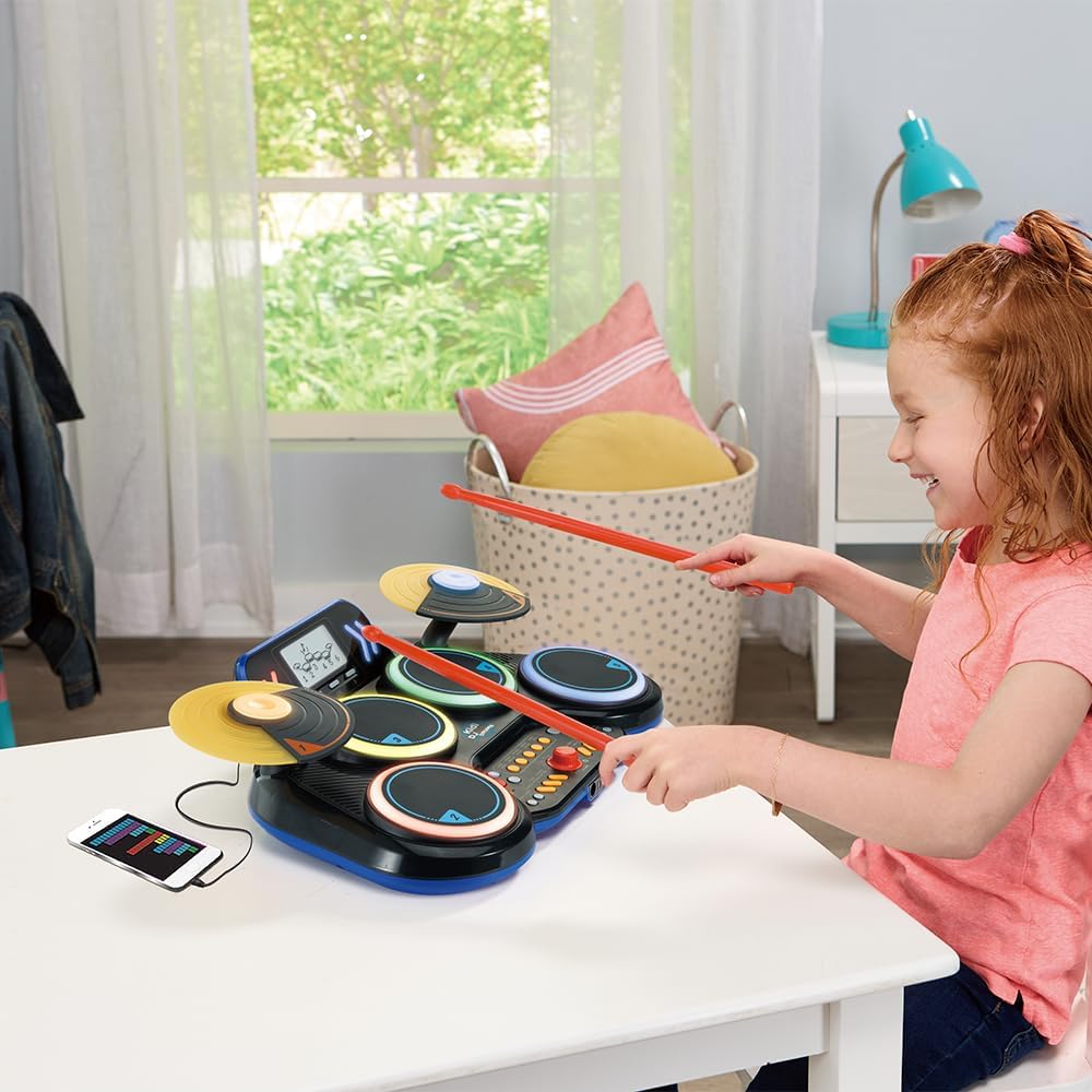 VTech Kidi DJ Drums Batteria Elettronica per Bambini con Luci Bluetooth e Microf